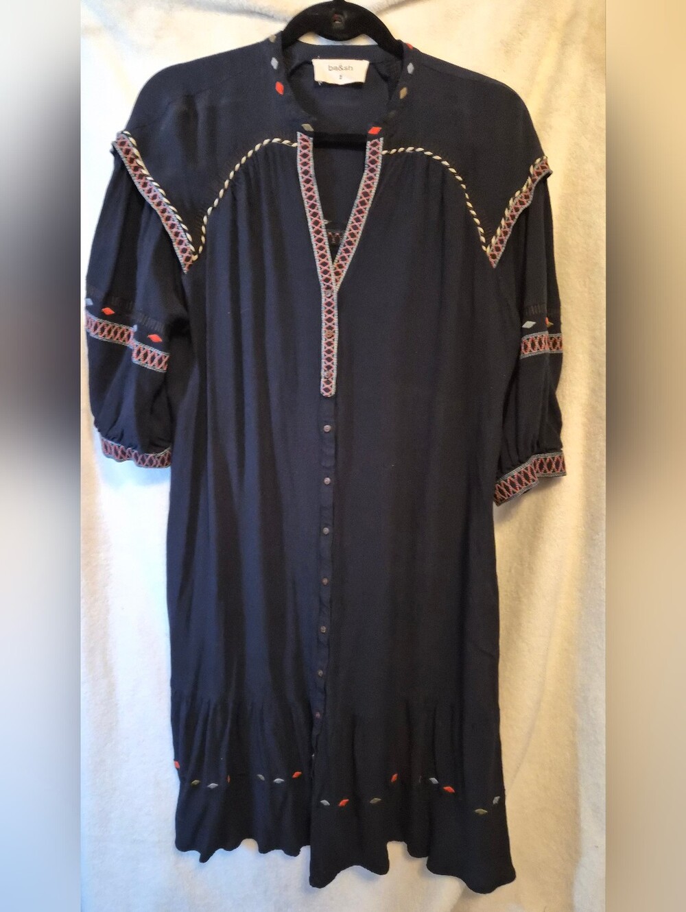 BA&SH Patty embroidered crepe de chine dress Size 2 (us 8) No Belt